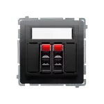 SIMON BASIC WMUG-02000x-Y011 Gniazdo głośnikowe 2-krotne z polem opisowym (moduł). Przekrój przew.dla wejścia i wyjścia 2,5 mm2. Mocowanie na łapki i wkręty; czarny