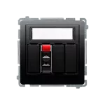 SIMON BASIC WMUG-01000x-Y011 Gniazdo głośnikowe 1-krotne z polem opisowym (moduł). Przekrój przew. dla wejścia i wyjścia 2,5 mm2. Mocowanie na łapki i wkręty; czarny