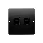 SIMON BASIC WMUK-0520F2-Y011 Gniazdo komputerowe RJ45 podwójne kategoria 5e (moduł). Montaż gniazda na wkręty do puszki; czarny