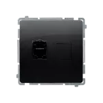 SIMON BASIC WMUK-0630xx-Y011 Gniazdo komputerowe RJ45, kategoria 6, pojedyncze ekranowane z przesłoną przeciwkurzową (moduł). Montaż na łapki lub wkręty; czarny