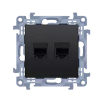 SIMON 10 WC-T2XXXXX-01-49XX Gniazdo telefoniczne podwójne RJ11 (moduł); czarny mat