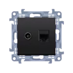 SIMON 10 WC-ASFR455-01-49XX Gniazdo antenowe typu F + RJ45 kat.5e (moduł); czarny mat