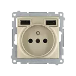 SIMON 54 WMDW-001111-044 Gniazdo wtyczkowe z zintegrowaną ładowarką 2xUSB (moduł), 2.1 A, 5 V DC, 230 V; złoty mat *Wycofany z oferty - do wyczerpania zapasów magazynowych