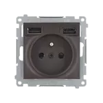 SIMON 54 WMDW-001111-046 Gniazdo wtyczkowe z zintegrowaną ładowarką 2xUSB (moduł), 2.1 A, 5 V DC, 230 V; brąz mat *Wycofany z oferty - do wyczerpania zapasów magazynowych