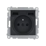 SIMON 54 WMDW-001111-049 Gniazdo wtyczkowe z zintegrowaną ładowarką 2xUSB (moduł), 2.1 A, 5 V DC, 230 V; czarny *Wycofany z oferty - do wyczerpania zapasów magazynowych