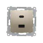 SIMON 54 WMDZ-EC2CAx-044 Ładowarka 2xUSB C+A Quick Charge 5/9/12V (moduł), 3.1 A, 5V DC, 230V; złoty mat
