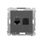 SIMON 55 WMDA-P93xx6-116 Gniazdo komputerowe podwójne RJ45 kategoria 6, ekranowane z przesłoną przeciwkurzową (moduł); Grafitowy mat