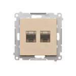 SIMON 55 WMDA-P93xx6-144 Gniazdo komputerowe podwójne RJ45 kategoria 6, ekranowane z przesłoną przeciwkurzową (moduł); Szampański mat