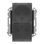 SIMON 55 WMDW-00200O-149A Gniazdo wtyczkowe podwójne do wersji IP44 z uszczelką (moduł) 16 A, 250 V~, szybkozłącza. Klapka transparentna; Czarny mat