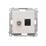 SIMON 55 WMDA-12xxxx-114 Gniazdo antenowe typu „F” + RJ45 kat.6 (moduł); Jasnoszary mat