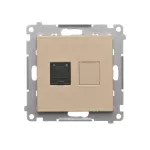 SIMON 55 WMDA-P91xx5-144 Gniazdo komputerowe pojedyncze RJ45 kategoria 6, z przesłoną przeciwkurzową (moduł); Szampański mat