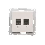 SIMON 55 WMDK-16105N-114 Gniazdo komputerowe RJ45 kategoria 5e + telefoniczne RJ12 (moduł); Jasnoszary mat