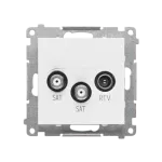 SIMON 55 WMDA-021007-111 Gniazdo antenowe satelitarne podwójne SAT-SAT-RTV (moduł). 2x Wejście: 5 MHz÷2,4 GHz; Biały mat