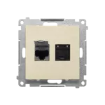 SIMON 55 WMDA-P92xx5-144 Gniazdo komputerowe podwójne RJ45 kategoria 6, z przesłoną przeciwkurzową (moduł); Szampański mat