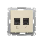 SIMON 55 WMDK-16105N-144 Gniazdo komputerowe RJ45 kategoria 5e + telefoniczne RJ12 (moduł); Szampański mat