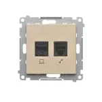 SIMON 55 WMDK-16105N-144 Gniazdo komputerowe RJ45 kategoria 5e + telefoniczne RJ12 (moduł); Szampański mat