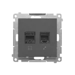 SIMON 55 WMDK-16105N-116 Gniazdo komputerowe RJ45 kategoria 5e + telefoniczne RJ12 (moduł); Grafitowy mat