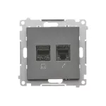 SIMON 55 WMDK-16105N-116 Gniazdo komputerowe RJ45 kategoria 5e + telefoniczne RJ12 (moduł); Grafitowy mat