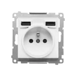SIMON 55 WMDW-001112-111 Gniazdo wtyczkowe z zintegrowaną ładowarką 2xUSB A (moduł), 2.1 A, 5 V DC, 230 V; Biały mat *Wycofany z oferty - do wyczerpania zapasów magazynowych