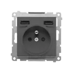 SIMON 55 WMDW-001112-116 Gniazdo wtyczkowe z zintegrowaną ładowarką 2xUSB A (moduł), 2.1 A, 5 V DC, 230 V; Grafitowy mat *Wycofany z oferty - do wyczerpania zapasów magazynowych
