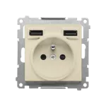 SIMON 55 WMDW-001112-144 Gniazdo wtyczkowe z zintegrowaną ładowarką 2xUSB A (moduł), 2.1 A, 5 V DC, 230 V; Szampański mat *Wycofany z oferty - do wyczerpania zapasów magazynowych