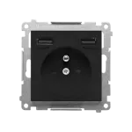 SIMON 55 WMDW-001112-149 Gniazdo wtyczkowe z zintegrowaną ładowarką 2xUSB A (moduł), 2.1 A, 5 V DC, 230 V; Czarny mat