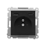 SIMON 55 WMDW-001112-149 Gniazdo wtyczkowe z zintegrowaną ładowarką 2xUSB A (moduł), 2.1 A, 5 V DC, 230 V; Czarny mat *Wycofany z oferty - do wyczerpania zapasów magazynowych
