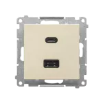 SIMON 55 WMDS-0041L2-144 Ładowarka USB typu C+A Quick Charge 5/9/12V (moduł), 3.1 A, 5V DC, 230V; Szampański mat