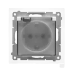 SIMON 55 WMDW-321102-111A Gniazdo Schuko do wersji IP44 z przesłonami z uszczelką ramki (moduł) 16 A, 250 V~, szybkozłącza. Klapka transparentna; Biały mat