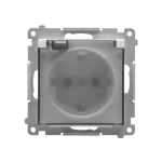 SIMON 55 WMDW-321102-114A Gniazdo Schuko do wersji IP44 z przesłonami z uszczelką ramki (moduł) 16 A, 250 V~, szybkozłącza. Klapka transparentna; Jasnoszary mat