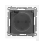 SIMON 55 WMDW-321102-116A Gniazdo Schuko do wersji IP44 z przesłonami z uszczelką ramki (moduł) 16 A, 250 V~, szybkozłącza. Klapka transparentna; Grafitowy mat