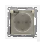 SIMON 55 WMDW-321102-144A Gniazdo Schuko do wersji IP44 z przesłonami z uszczelką ramki (moduł) 16 A, 250 V~, szybkozłącza. Klapka transparentna; Szampański mat