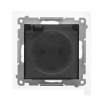 SIMON 55 WMDW-321102-149A Gniazdo Schuko do wersji IP44 z przesłonami z uszczelką ramki (moduł) 16 A, 250 V~, szybkozłącza. Klapka transparentna; Czarny mat