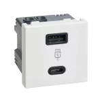 SIMON CONNECT TSC-K126F-9 Ładowarka USB A+C 3,1A; 5 V; Szybkie Ładowanie; 45x45 mm; czysta biel