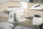 PRZEDŁUŻACZ BIURKOWY WPUSZCZANY COMFORT PLUS 120mm, 4x GNIAZDO SCHUKO, 2xUSB, 2xRJ45, ŁADOWARKA INDUKCYJNA 5W, PRZEWÓD 1,5mb, BIAŁY