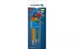 Klucze TORX długie, kodowane kolorystycznie, stal S2, 9 szt.