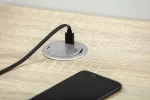 PRZEDŁUŻACZ BIURKOWY WPUSZCZANY CHARGER MINI 60mm, 1X GN SCHUKO, 1XUSB 2,4A,ALU, KABEL 1,9m