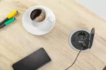 PRZEDŁUŻACZ BIURKOWY WPUSZCZANY 1 GNIAZDO SCHUKO, ŁADOWANIE USB 5V 2A, Z KABLEM ZASILAJĄCYM 1.5m Z WTYCZKĄ, SREBRNY