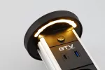 PRZEDŁUŻACZ BIURKOWY WPUSZCZANY CAMINO 80mm, 2x GNIAZDO SCHUKO, USB A+C, ŁADOWARKA INDUKCYJNA 10W, PRZEWÓD 1,5m, CZARNY