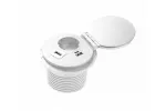 PRZEDŁUŻACZ BIURKOWY WPUSZCZANY CHARGER PLUS, 1 GNIAZDO SCHUKO, USB A+C, WYMIENNE: USB-A, HDMI, RJ45,PRZEWÓD 1,5mb, BIAŁY