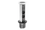 PRZEDŁUŻACZ BIURKOWY WPUSZCZANY CAMINO 80mm, 2x GNIAZDO FRENCH,USB A+C, ŁADOWARKA INDUKCYJNA 10W, PRZEWÓD 1,5m, BIAŁY