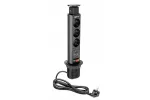 BIURKOWY PRZEDŁUŻACZ WPUSZCZANY 60mm, 3X SCHUKO, 2XUSB 2,1A 5V (CZARNY)