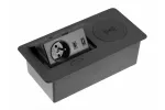 PRZEDŁUŻACZ BIURKOWY WPUSZCZANY AVARO PLUS,1x GNIZDO FRENCH, USB A+C, ŁADOWARKA INDUKCYJNA 5W, PRZEWÓD 1,5m, CZARNY