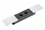 PRZEDŁUŻACZ BIURKOWY WPUSZCZANY PRESTINO, 2x GNIAZDO FRENCH, USB A+C, RJ45, HDMI, PRZEWÓD 1,5m, SREBRNY