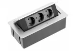PRZEDŁUŻACZ BIURKOWY SOFT 3X GNIAZDO SCHUKO, KABEL ZASILAJĄCY Z WTYCZKĄ, ALU