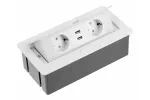 PRZEDŁUŻACZ BIURKOWY SOFT 2X GNIAZDO SCHUKO, USB 2,1A, KABEL ZASILAJĄCY Z WTYCZKĄ, BIAŁY