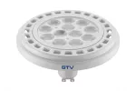 ŹRÓDŁO ŚWIATŁA LED, ES111, 12W, 12XPOWER LED, BIAŁA, CIEPŁY BIAŁY, GU10, 3000K, KĄT ŚWIECENIA 45*, ZASILANIE 230V, 950lm, SZYBKA PRZEZROCZYSTA, WYS. 65mm