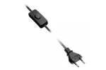 KABEL ZASILAJĄCY Z WTYCZKĄ Z WŁĄCZNIKIEM, 2m, CZARNY 2x0,75mm2