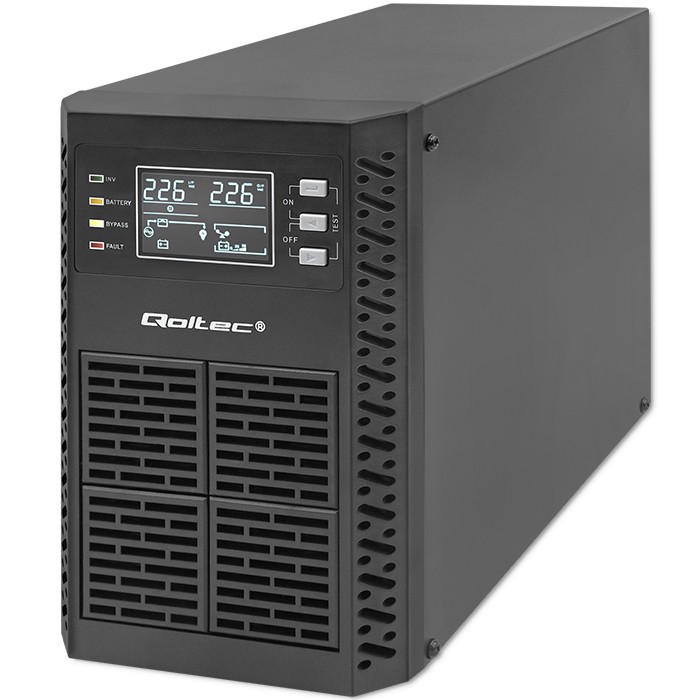 Qoltec Zasilacz awaryjny UPS | 1kVA | 1000W | Power Factor 1.0 | LCD | EPO | USB | On-line