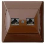 AKCENT Gniazdo komputerowe podwójne, kat. 5e MMC - kolor brązowy